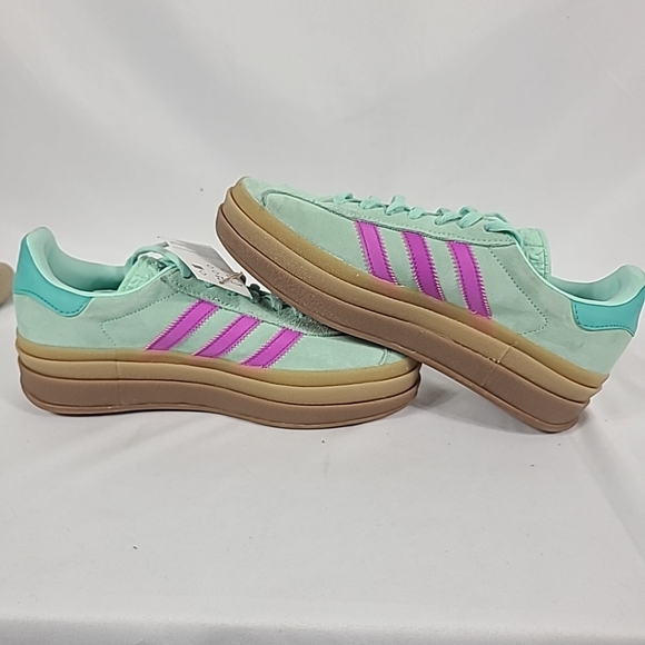 NEW Adidas Originals Gazelle Bold Sneakers Youth Green Pink Sz 6 *dirty - Picture 7 of 10